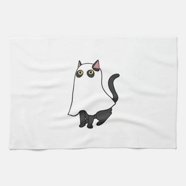 Ghost Cat Classic T - Shirt_2 Geschirrtuch (Horizontal)