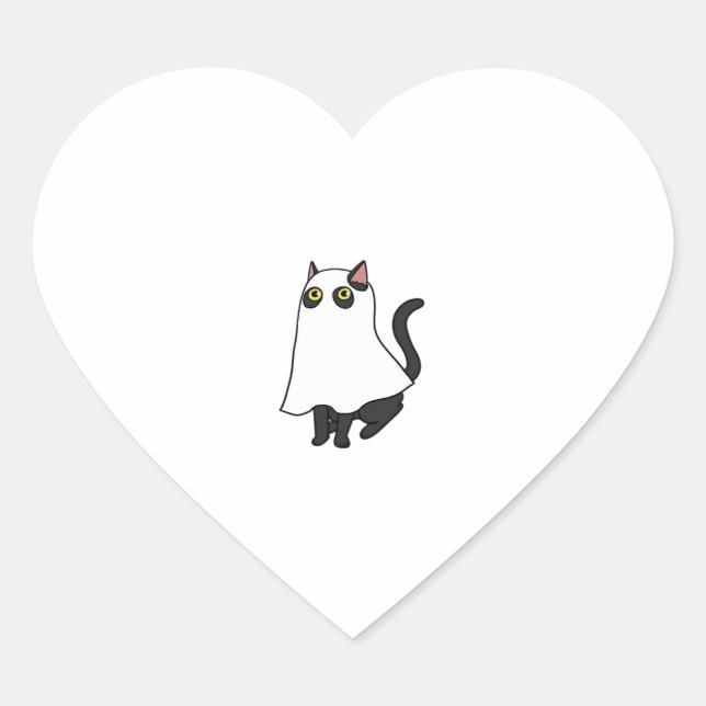 Ghost Cat Classic T - Shirt_2 Herz-Aufkleber (Vorderseite)