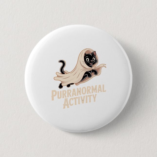 Ghost Cat Classic T - Shirt Button (Vorderseite)