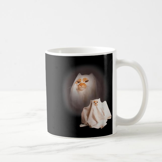 Ghost Cat Ghost Kitten Funny Cat Meme Halloween  Kaffeetasse (Rechts)