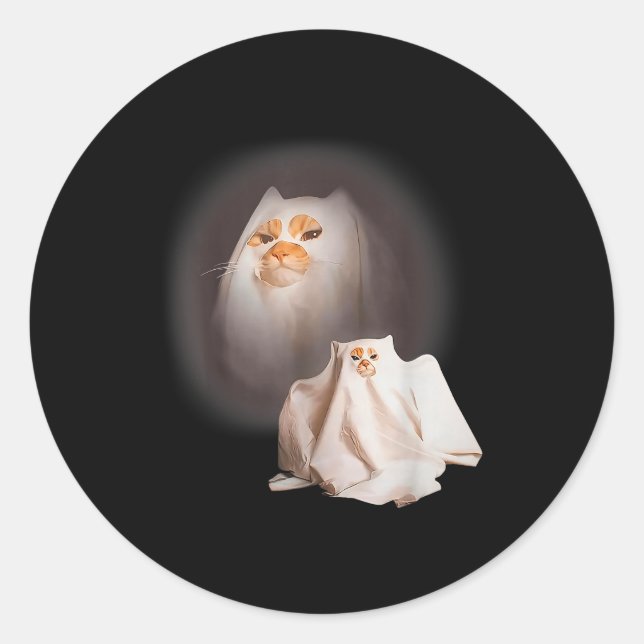 Ghost Cat Ghost Kitten Funny Cat Meme Halloween  Runder Aufkleber (Vorderseite)