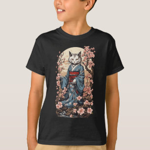 Ghost Cat mit Kimono Japanisch Yokai Folklore Desi T-Shirt