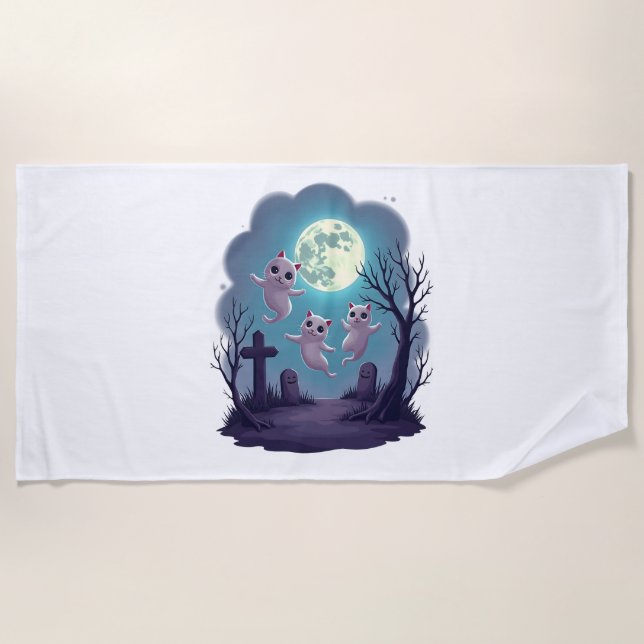 Ghost Cat Parade Strandtuch (Vorderseite)