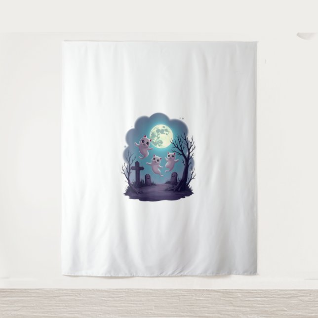 Ghost Cat Parade Wandteppich (Vorderseite)