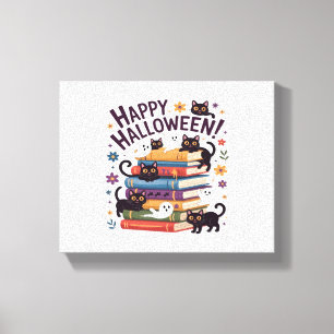 Ghost Cat Reading Books Lover Gift Halloween Spoo Leinwanddruck