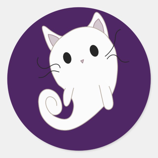 Ghost Cat Runder Aufkleber (Vorderseite)