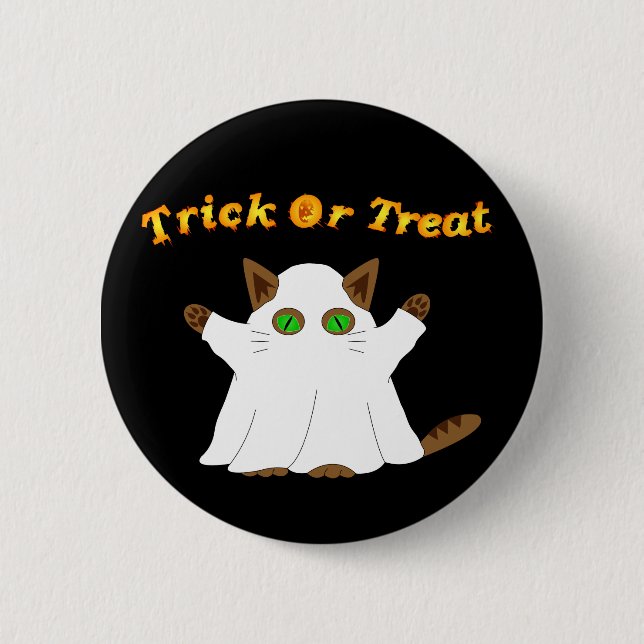 Ghost Cat Trick oder Treat Button (Vorderseite)