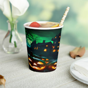 Ghost City Spooky Halloween Nacht Pappbecher