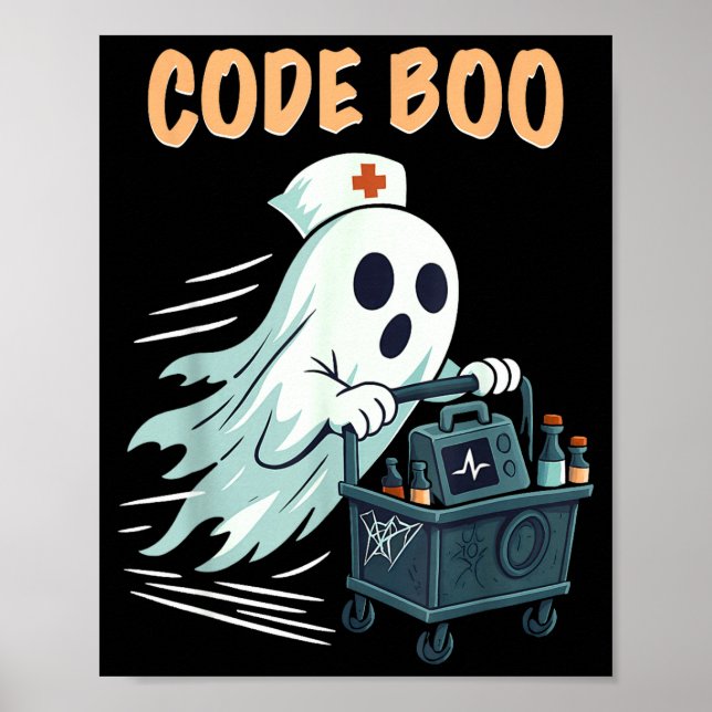 Ghost Code Boo In The Icu Nursing Gift For Hallowe Poster (Vorne)