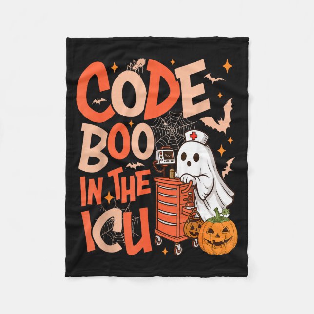 Ghost Code Boo In The Icu Nursing Nurse Halloween  Fleecedecke (Vorderseite)