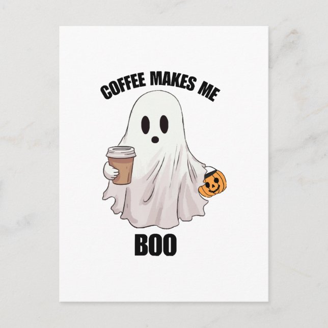 Ghost Coffee Halloween Funny Postkarte (Vorderseite)