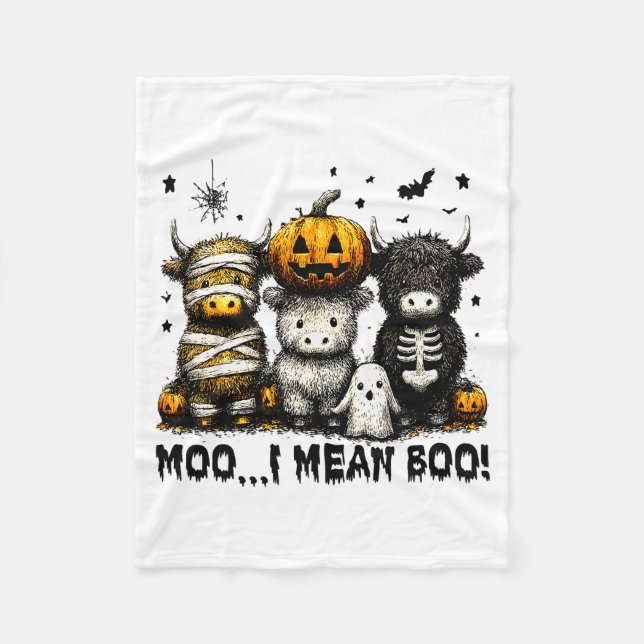 Ghost Cow Moo I Mean Boo Halloween Outfit Funny Co Fleecedecke (Vorderseite)