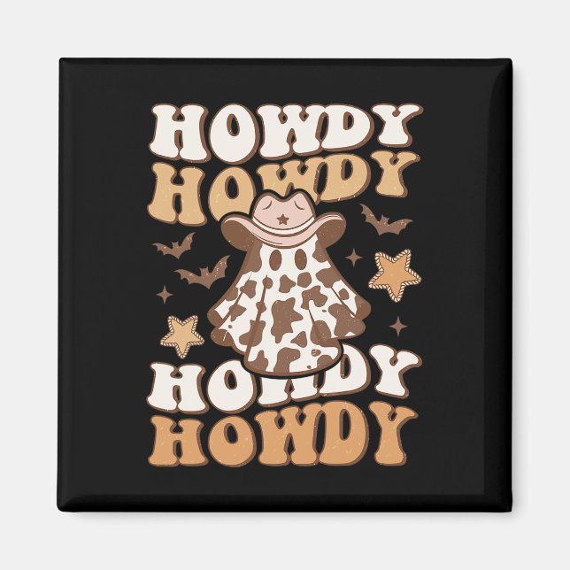 Ghost Cowboy Hat Bats Rodeo Western Halloween Magnet (Vorne)
