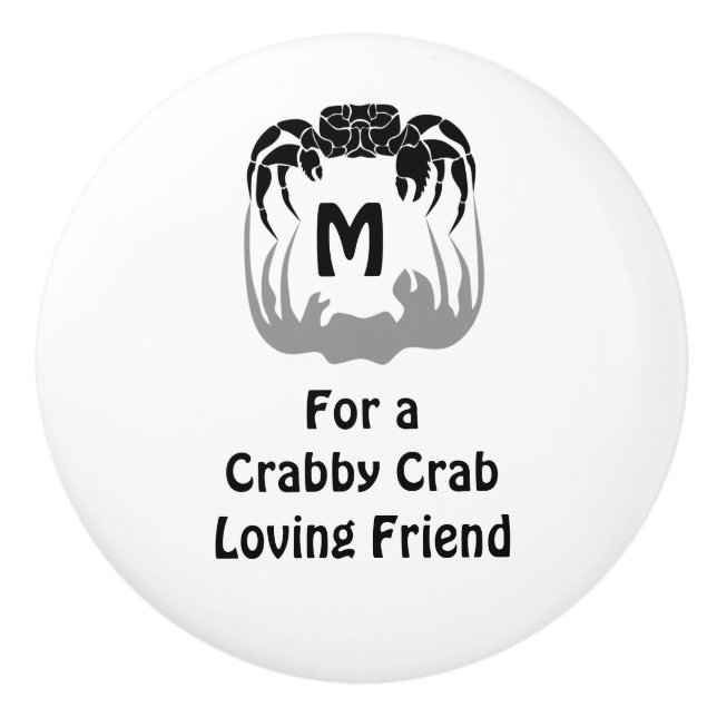 Ghost Crab Silhouette Casting a Shadow Monogram Keramikknauf (Vorderseite)