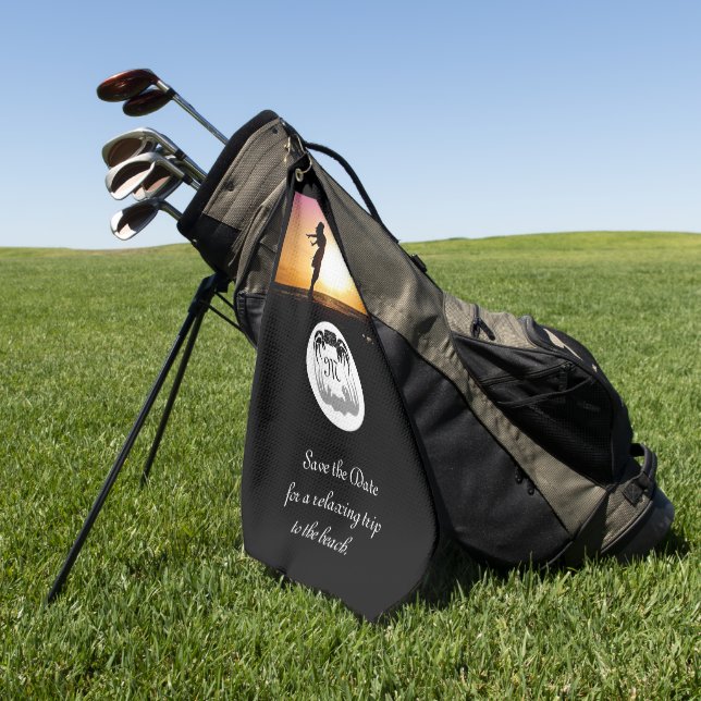 Ghost Crab Silhouette und Shadow Monogram Foto Golfhandtuch (Gras)