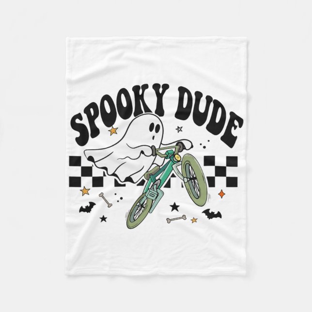 Ghost Cycling Bicycle Bike Retro Halloween-Party C Fleecedecke (Vorderseite)