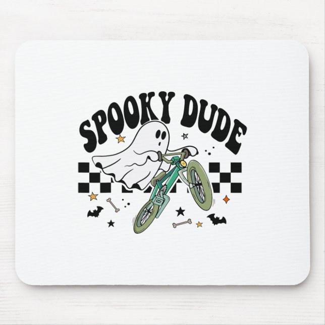Ghost Cycling Bicycle Bike Retro Halloween-Party C Mousepad (Vorne)