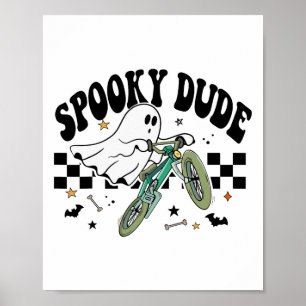 Ghost Cycling Bicycle Bike Retro Halloween-Party C Poster