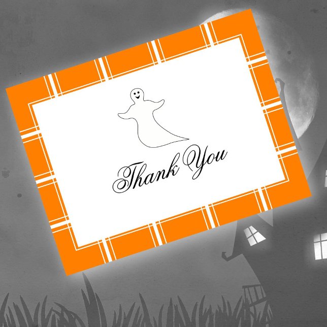 Ghost Dankeschön Halloween Orange Postkarte (Von Creator hochgeladen)
