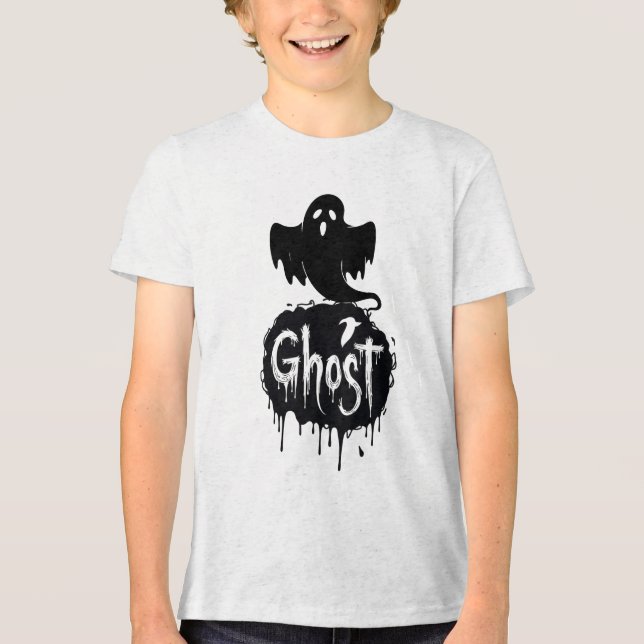 Ghost – Dark Horror Dripping Text Art Tri-Blend Shirt (Vorderseite)
