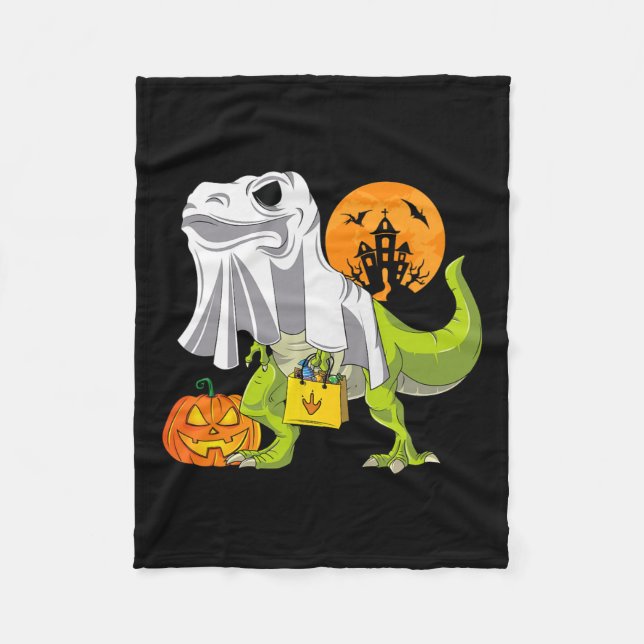 Ghost Dinosaur Funny T Rex Halloween für Boys Kost Fleecedecke (Vorderseite)