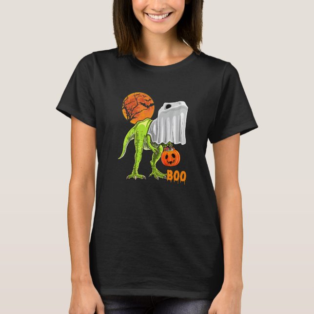 Ghost Dinosaur rex  Boo Halloween Pumpkin Boys Kid T-Shirt (Vorderseite)