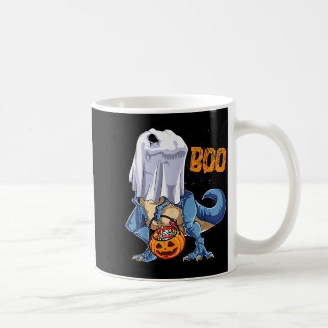 Ghost Dinosaur T Rex Funny Boo Halloween Boys Men  Kaffeetasse (Rechts)