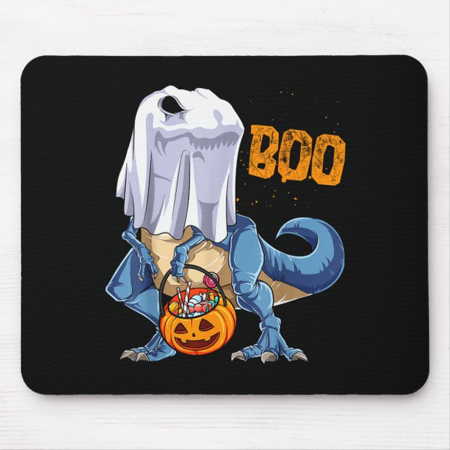 Ghost Dinosaur T Rex Funny Boo Halloween Boys Men  Mousepad (Vorne)