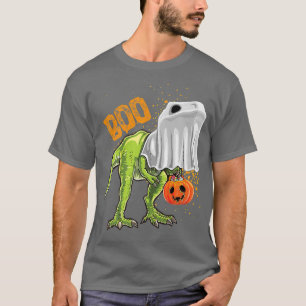 Ghost Dinosaur T rex Funny Boo Halloween Boys Men  T-Shirt