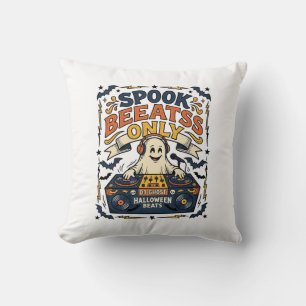 Ghost DJ Spooky Beats Vintage Gravur Halloween  Kissen