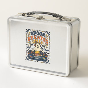 Ghost DJ Spooky Beats Vintage Gravur Halloween  Metall Brotdose