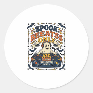 Ghost DJ Spooky Beats Vintage Gravur Halloween Runder Aufkleber
