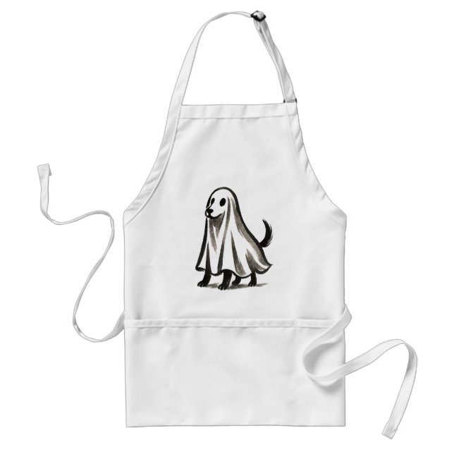 Ghost Dog in Costume – Halloween Ink Style on Schürze (Vorne)