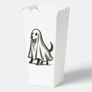 Ghost Dog in Kostüm – Halloween-Tinte-Stil auf Geschenkschachtel