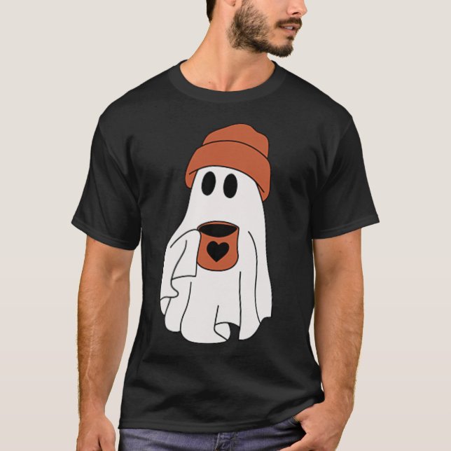 Ghost Drink-Kaffee lustiges Halloween Kostümkostüm T-Shirt (Vorderseite)