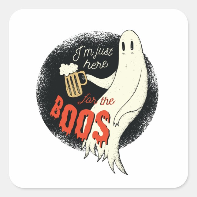 Ghost Drinking Beer Quadratischer Aufkleber (Vorderseite)
