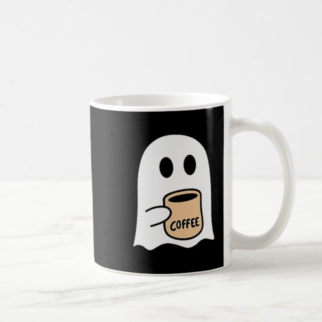 Ghost Drinking Coffee Funny Halloween Costume Coff Kaffeetasse (Rechts)