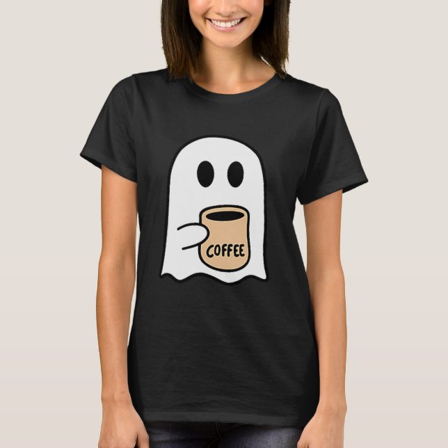 Ghost Drinking Coffee Funny Halloween Costume Coff T-Shirt (Vorderseite)