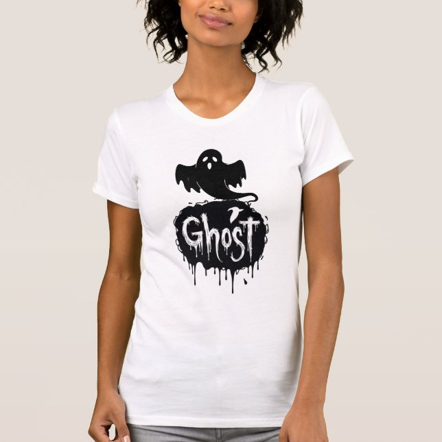 Ghost – Dunkle Horror-Tropftext-Kunst T-Shirt (Vorderseite)