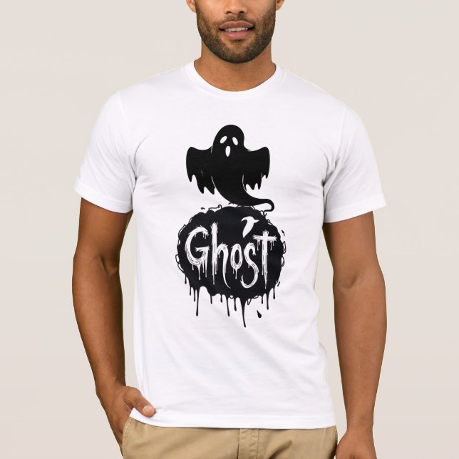Ghost – Dunkle Horrortropftext-Kunst T-Shirt (Vorderseite)
