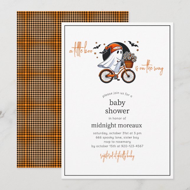 Ghost ein kleines Boo Halloween Baby Dusche Einladung (Vorne/Hinten)