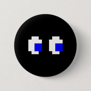 Ghost Eyes Pixel Arcade Video Game 8-Bit Matching Button