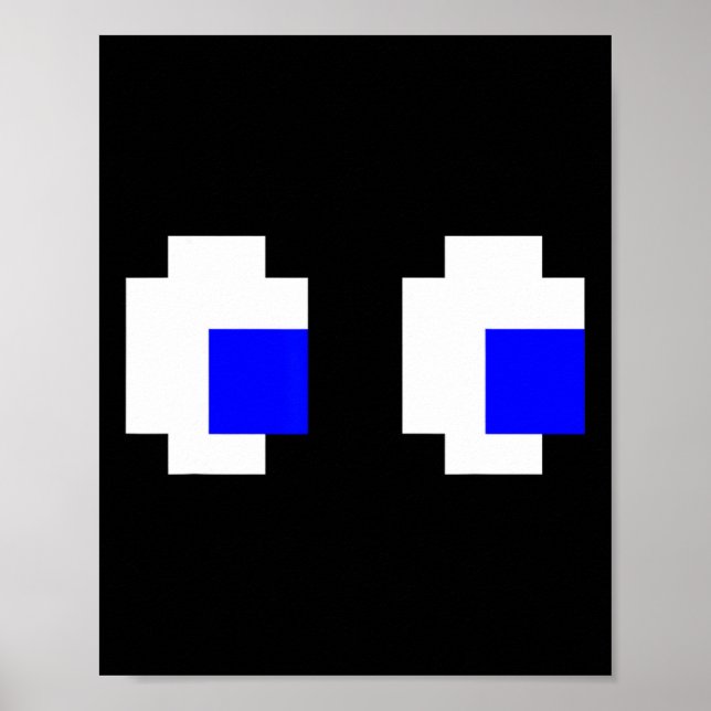 Ghost Eyes Pixel Arcade Video Game 8-Bit Matching Poster (Vorne)
