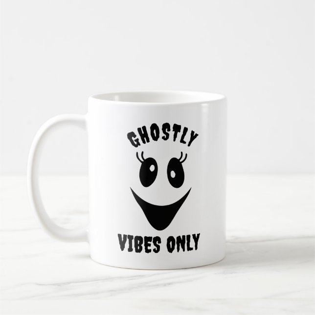 Ghost Face Ghostly Vibes Only Custom Halloween Kaffeetasse (Links)