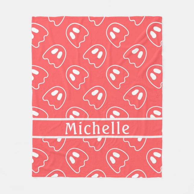 Ghost Face Pattern Coral Fleecedecke (Vorderseite)