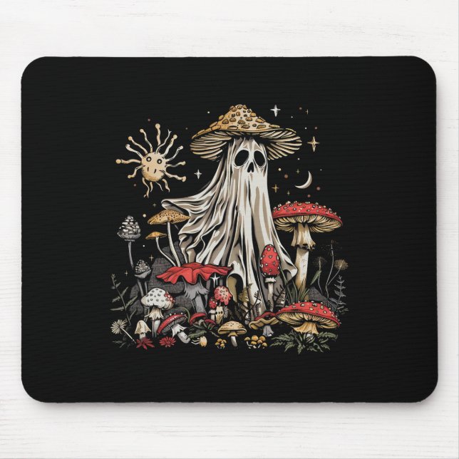 Ghost Fairycore Retro Halloween Gothic Mushroom Gh Mousepad (Vorne)
