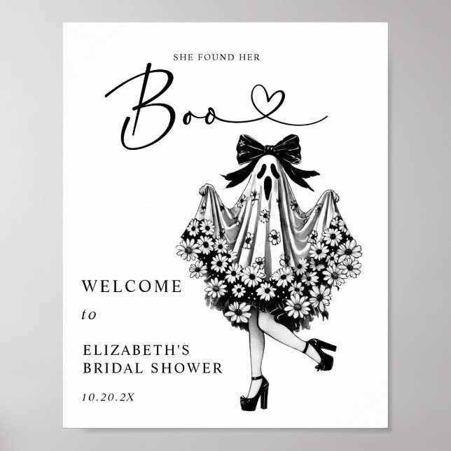Ghost Floral Brautparty Begrüßungszeichen Poster (Vorne)