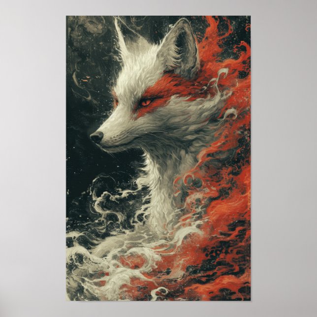 Ghost Fox Miyazaki Hayao Style Poster manuscrit (Devant)