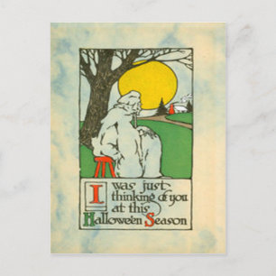 Ghost Full Moon Tree Postkarte