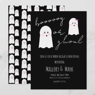 Ghost Ghoul Halloween-Party Gender Reveal Black Einladung